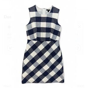 Ann Taylor Blue and White Sheath Mini Dress Crew Neck Sleeveless